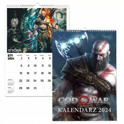 Kalendarz ścienny Na Rok 2024 God Of War Wieloplanszowy A3