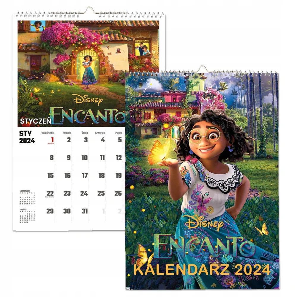 Kalendarz ścienny Na Rok 2024 Nasze Magiczne Encanto Wieloplanszowy A3