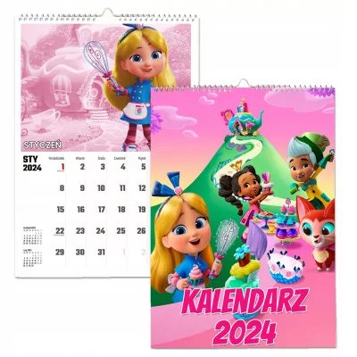 Kalendarz ścienny Na Rok 2024 Czarodziejska Kuchania Alicji A3