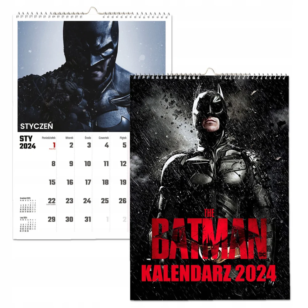 Kalendarz ścienny Na Rok 2024 Batman A3