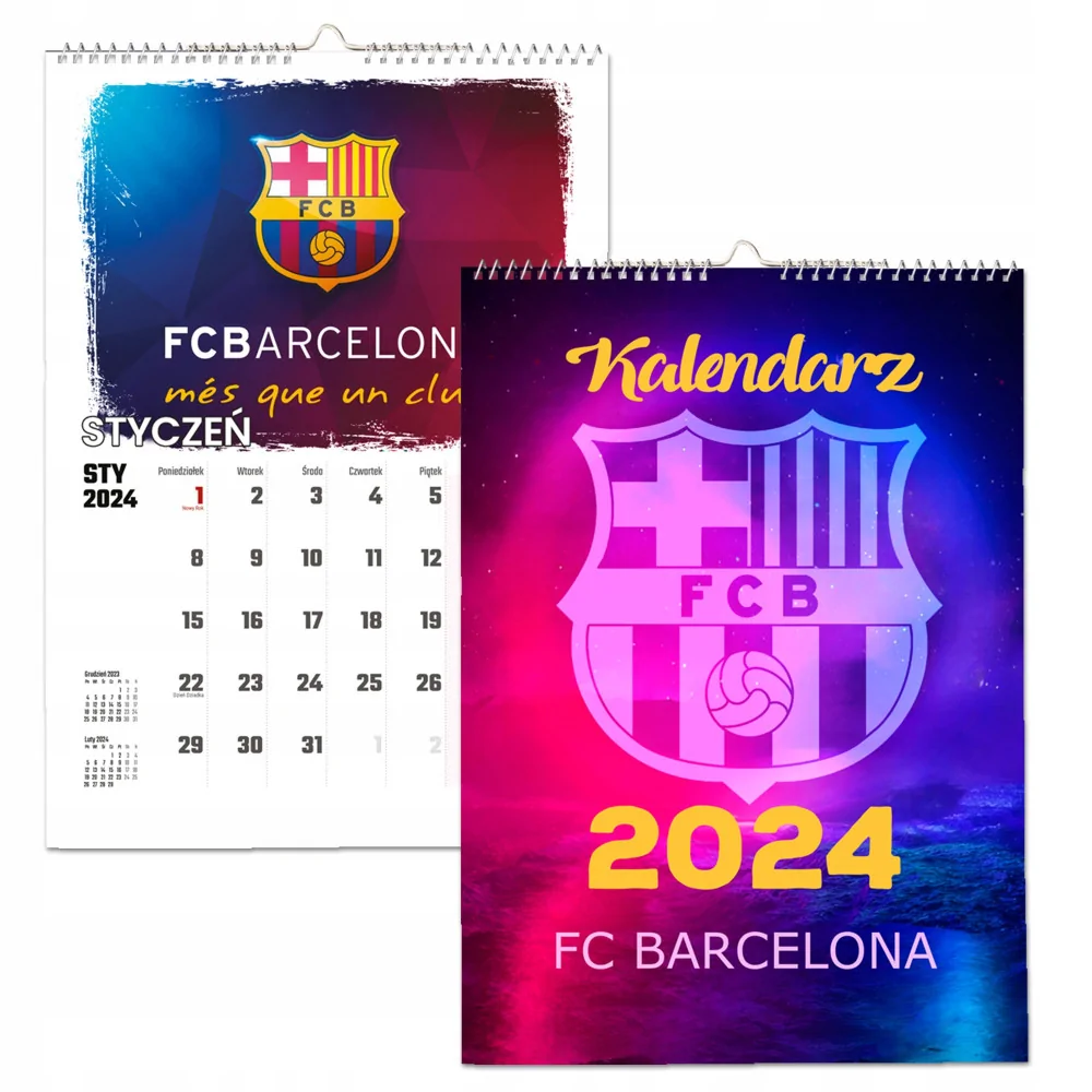 Kalendarz ścienny Na Rok 2024 Fc Barcelona Blaugrana Duma Katalonii A3