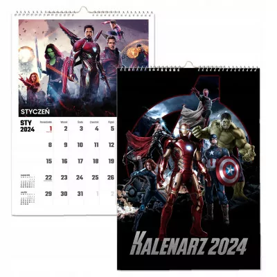 Kalendarz ścienny Na Rok 2024 Avengers Iron Man Kapitan Ameryka Thor A3