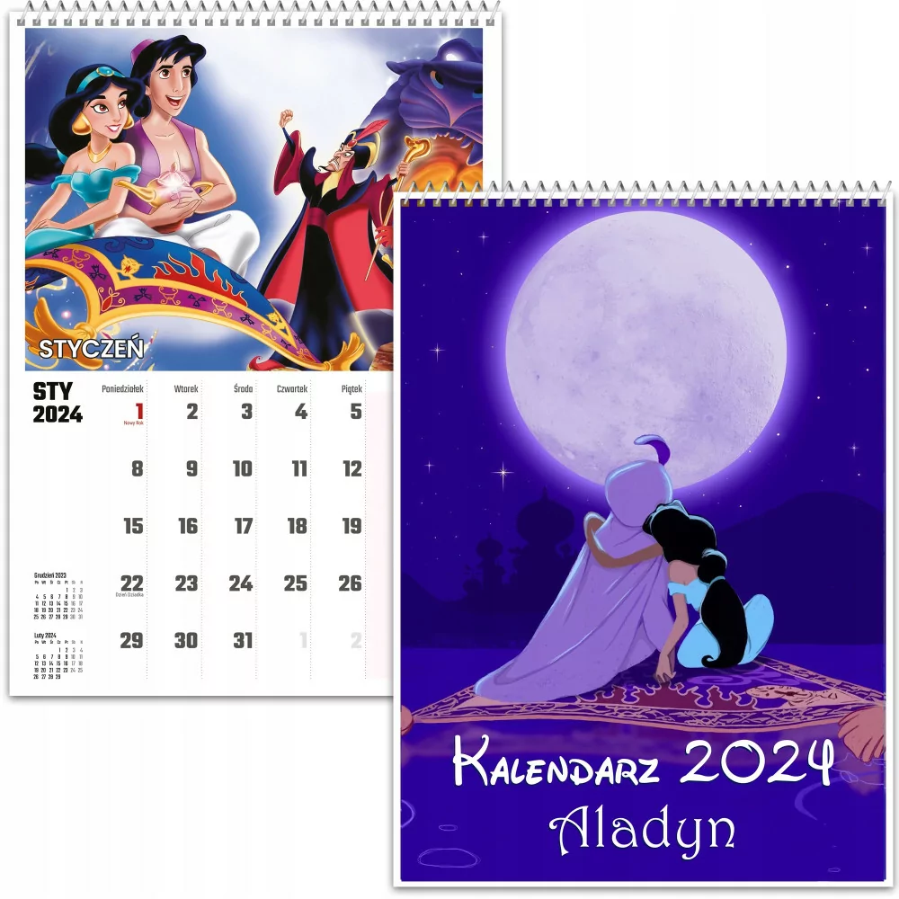 Kalendarz ścienny Na Rok 2024 Aladyn Alladin Magic A3