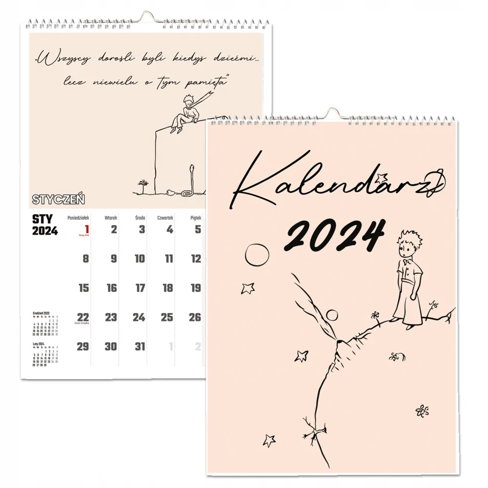 Kalendarz ścienny Na Rok 2024 Mały Książę Wieloplanszowy A3