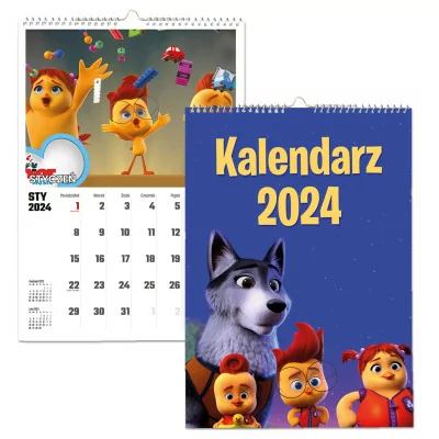 Kalendarz ścienny Na Rok 2024 Kurczaki Na Tropie A3