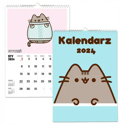Kalendarz ścienny Na Rok 2024 Pusheen Kot Kotki Wieloplanszowy A4