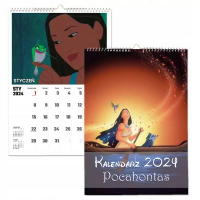 Kalendarz ścienny Na Rok 2024 Pocahontas Bajka Wieloplanszowy A4