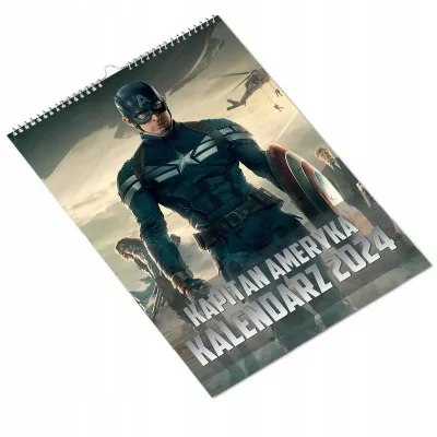 Kalendarz ścienny Na Rok 2024 Kapitan Ameryka Wieloplanszowy A4