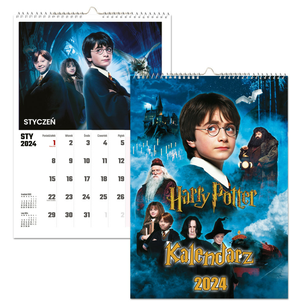 Kalendarz ścienny Na Rok 2024 Harry Potter Gryffindor Wieloplanszowy A4