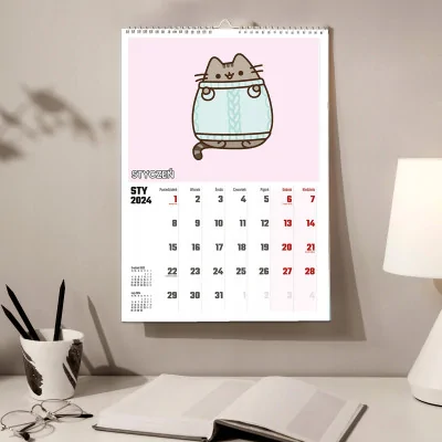 Kalendarz ścienny Na Rok 2024 Kot Pusheen Koty Wieloplanszowy A3
