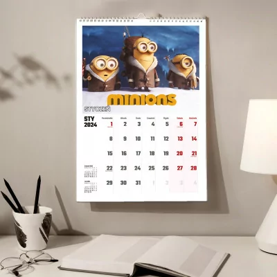 Kalendarz ścienny Na Rok 2024 Minionki Minions Wieloplanszowy A4