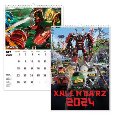 Kalendarz ścienny Na Rok 2024 Lego Ninjago A3