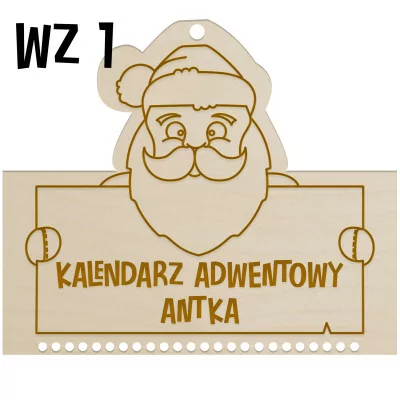 Kalendarz Adwentowy Baza Drewno + Domki Grawer Personalizacja Z Imieniem Z6