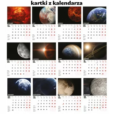 Kalendarz ścienny Na Rok 2024 Układ Słoneczny Wieloplanszowy A3