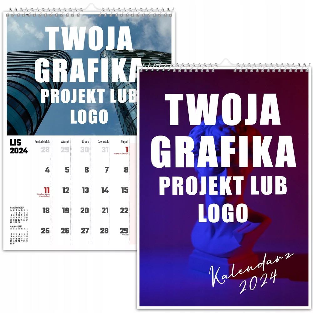 Foto-kalendarz ścienny Twój Projekt Grafika Logo Prezent Format A4 Kreator