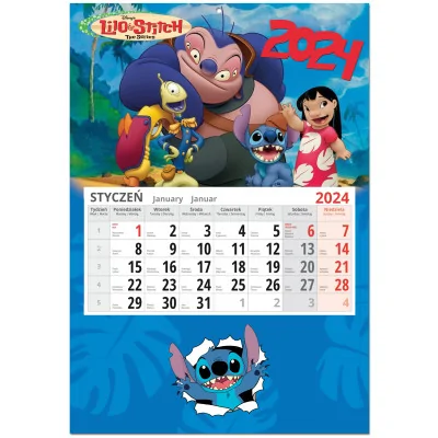 Kalendarz Jednodzielny ścienny Lilo & Stitch 2024 Y3