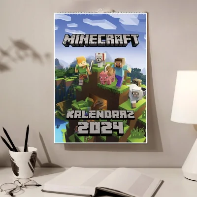 Zestaw Kubek Czarna Poduszka Kalendarz A4 Minecraft Creeper Prezent Y4