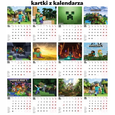 Zestaw Kubek Czarna Poduszka Kalendarz A4 Minecraft Creeper Prezent Y4